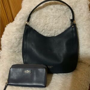Kate Spade Blue Leather Hobo and Wallet
